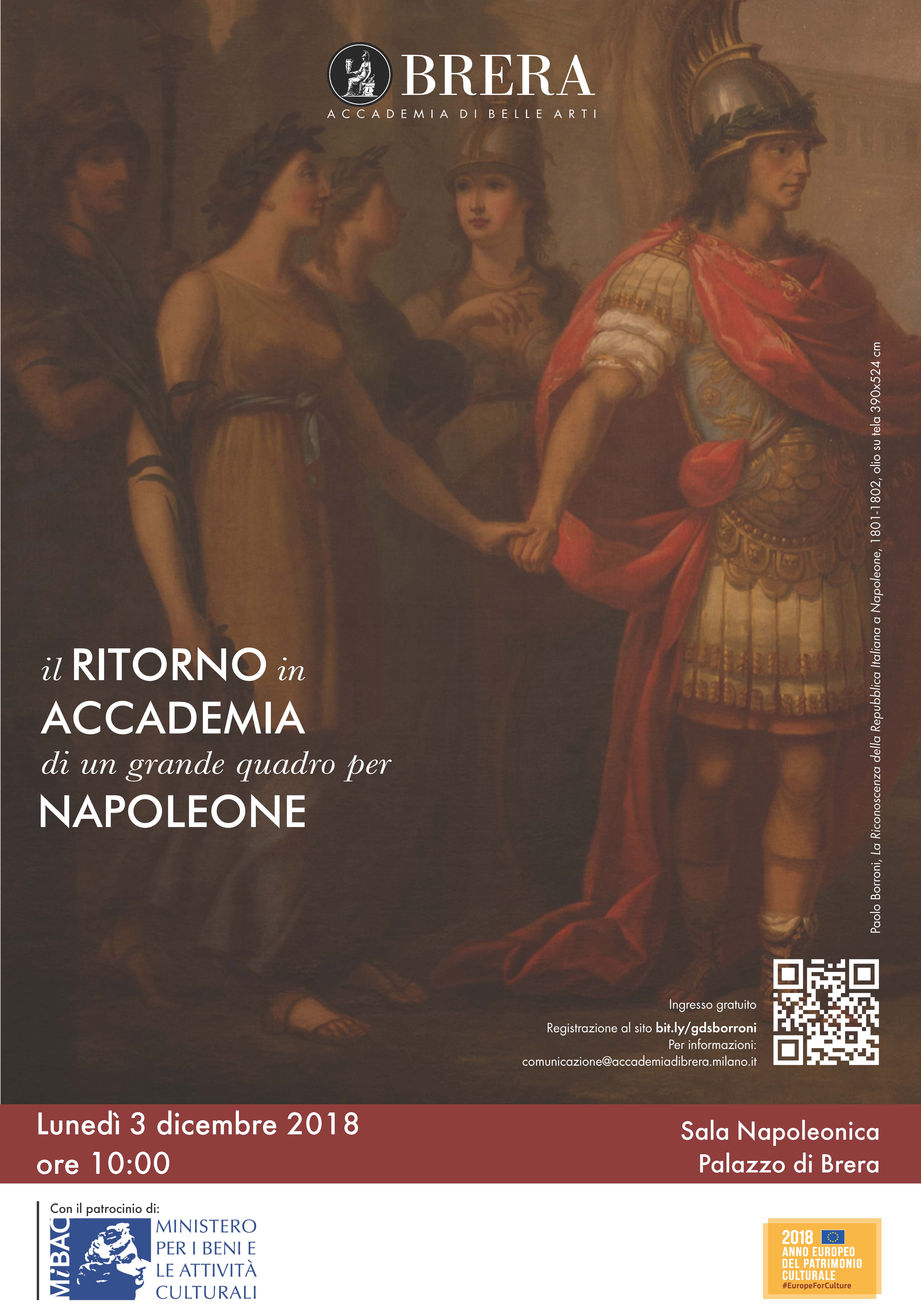 Il ritorno in Accademia di un grande quadro per Napoleone. Lunedì 3 dicembre 2018