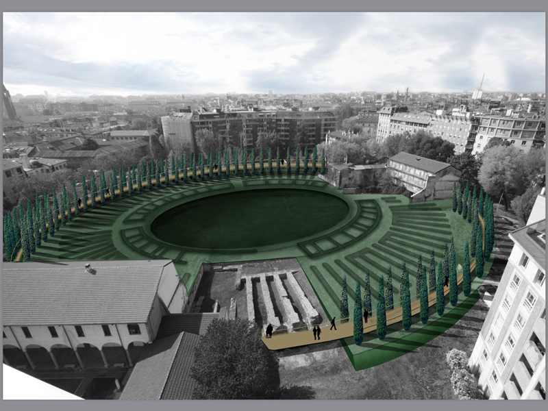 Anfiteatro verde - Vista fotorealistica del progetto