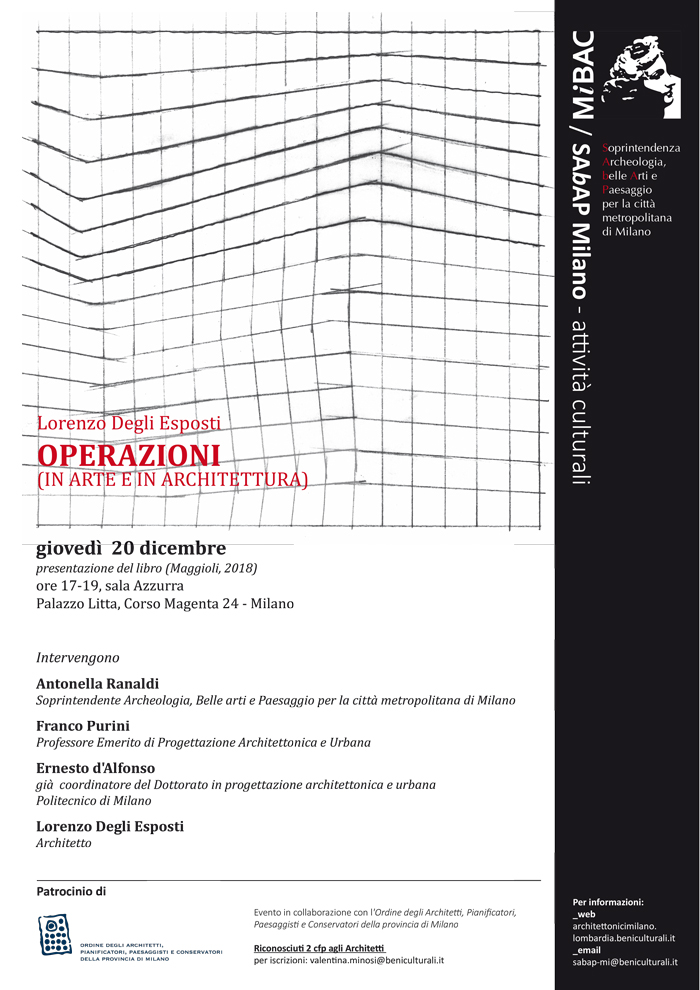 Lorenzo Degli Esposti, OPERAZIONI (IN ARTE E IN ARCHITETTURA) – giovedì  20 dicembre 2018